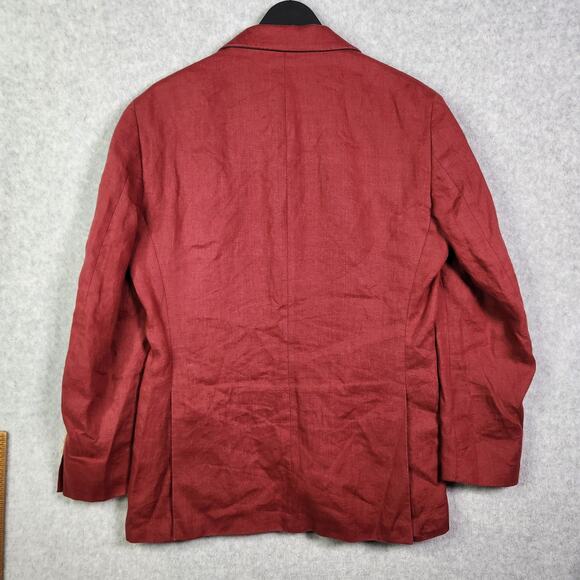 Lauren Ralph Lauren Linen Sport Coat Blazer Jacket 36R Men Preppy Rust Red Fall - Picture 8 of 15